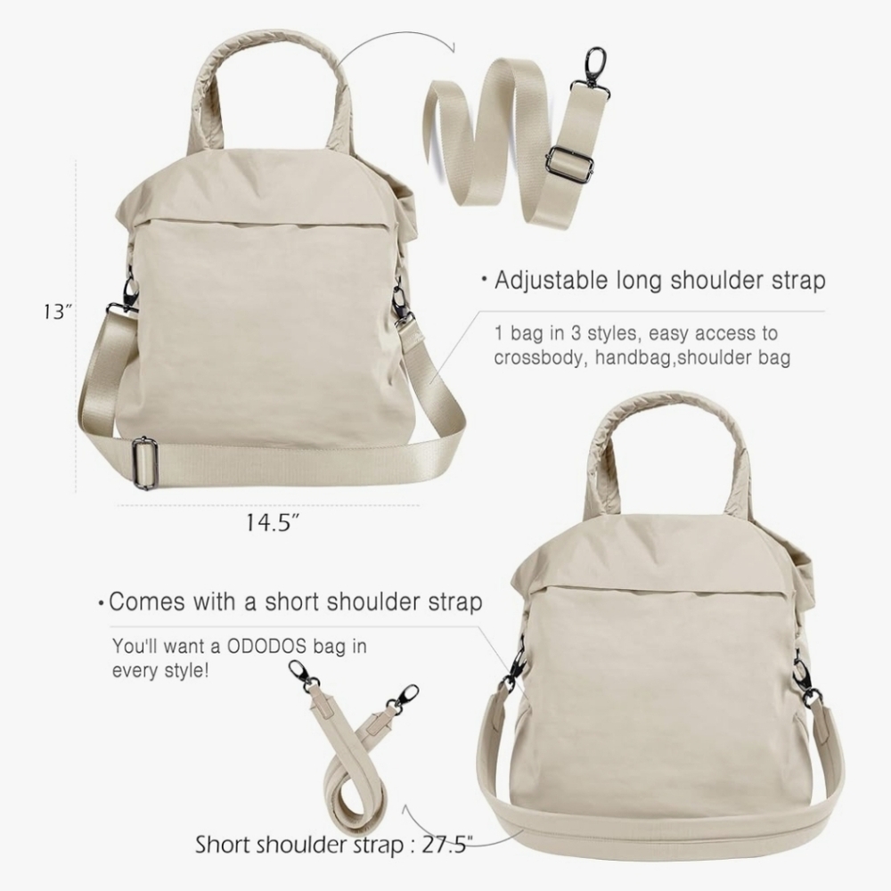 ODODOS 19L Multi Hobo Bag 2.0 - Ivory Beige - Versatile 3-Way Tote - Picture 4 of 10